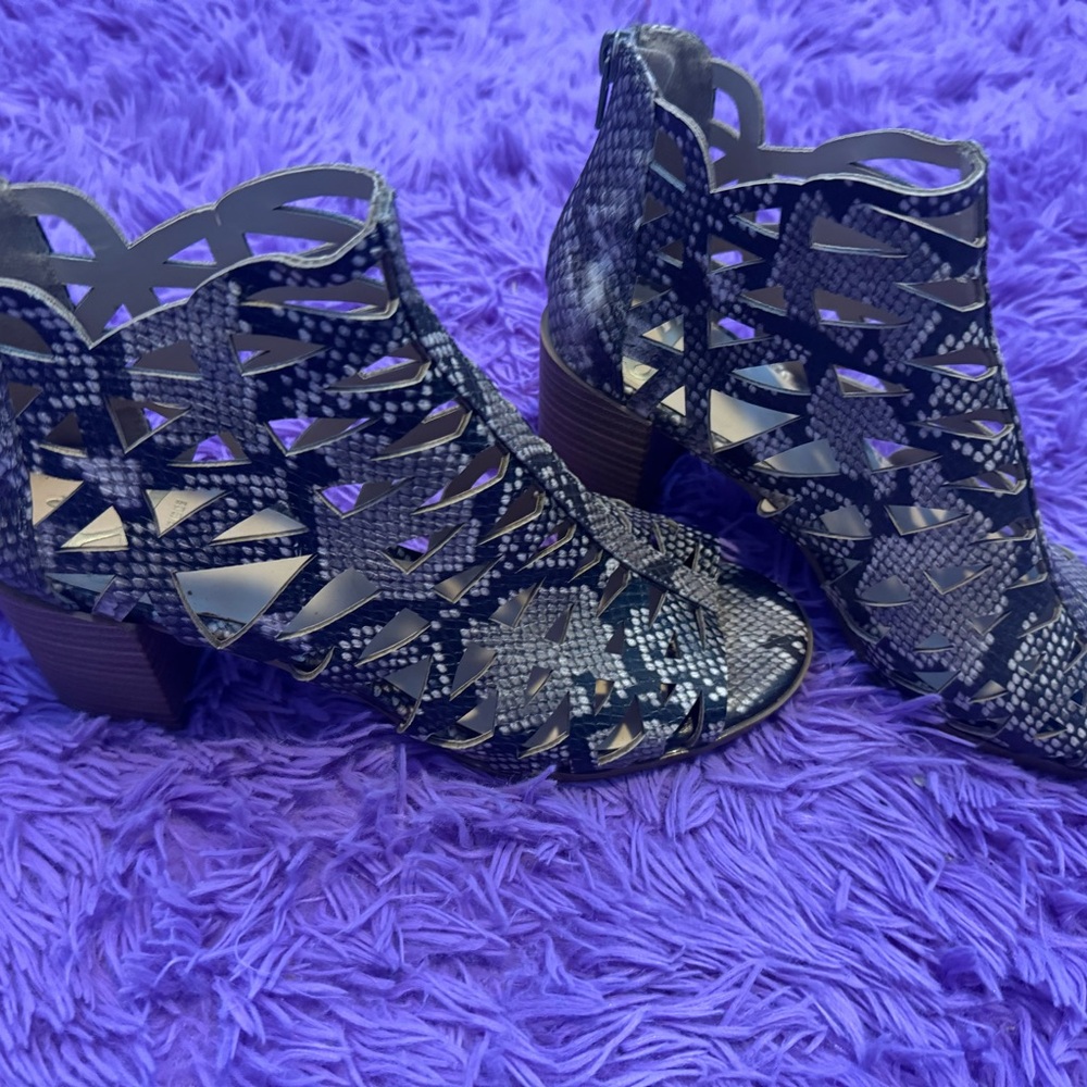 Fergalicious Snakeskin Cutout Booties